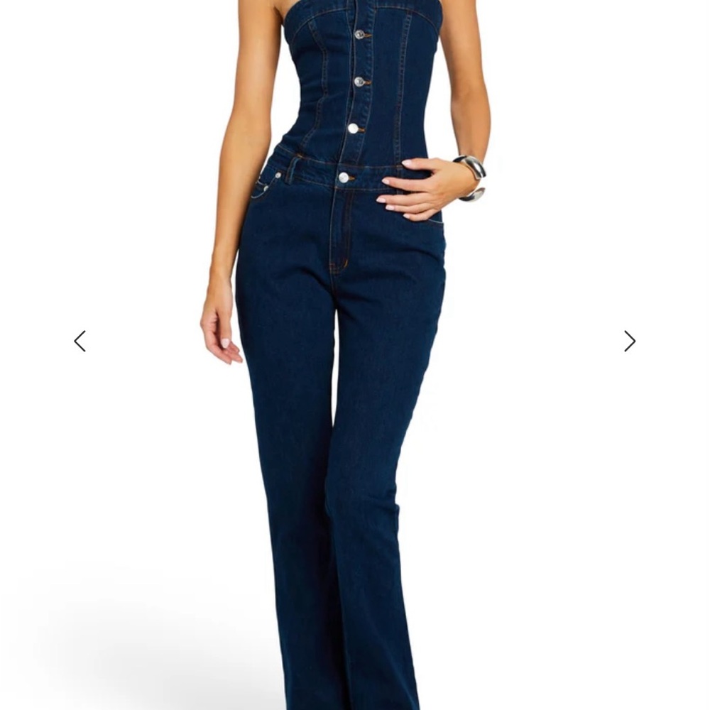 SER.O.YA Women's Dark Blue Denim Overalls